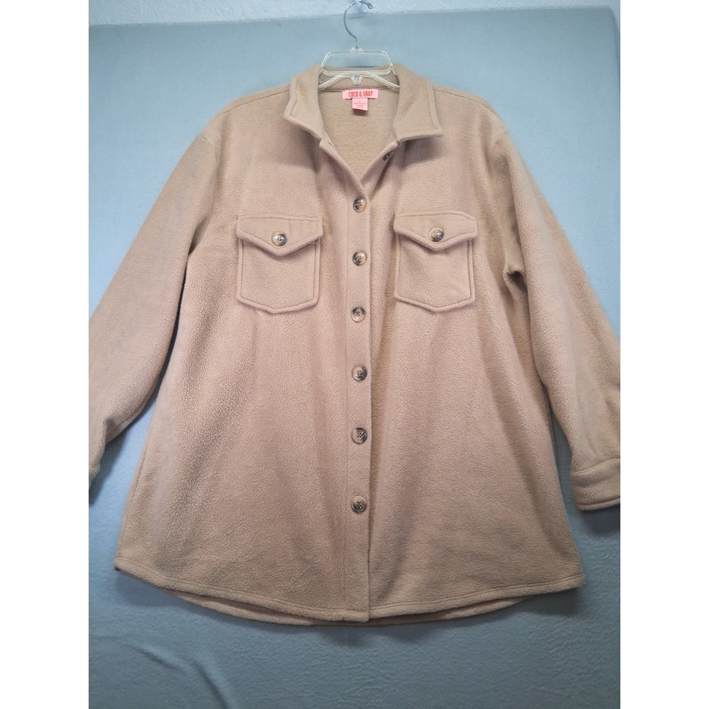Coco & Shay Women's Button Down Brown Sweater Size XL Front Pockets